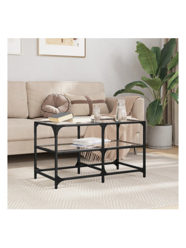 Sonata H Маса за кафе с прозрачен стъклен плот 78,5x40x45 см стомана