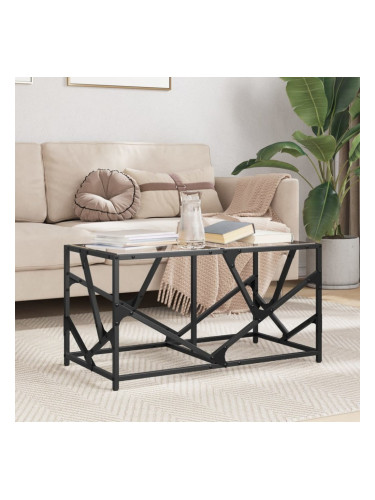 Sonata H Маса за кафе с прозрачен стъклен плот 78,5x40x41 см стомана