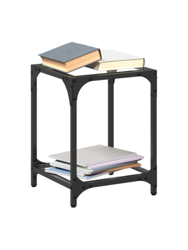 Sonata H Маса за кафе с прозрачен стъклен плот 30x30x40 см стомана