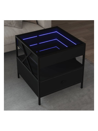 Sonata H Маса за кафе с Infinity LED черна 50x50x51 см