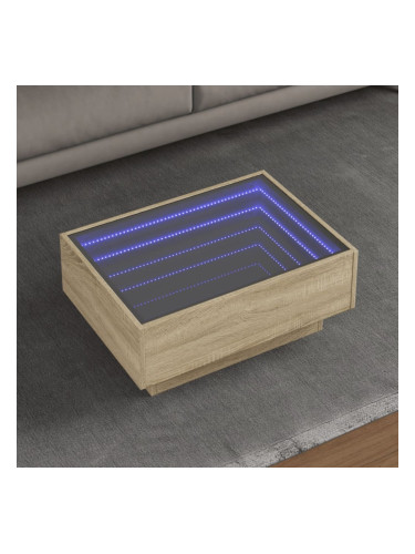 Sonata H Маса за кафе с LED, дъб сонома, 70x50x30 см, инженерно дърво