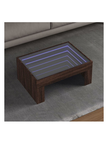 Sonata H Маса за кафе с Infinity LED, кафяв дъб, 70x50x30 см