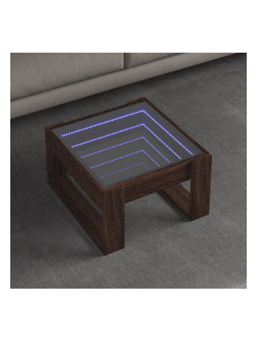 Sonata H Маса за кафе с Infinity LED, кафяв дъб, 50x53x30 см