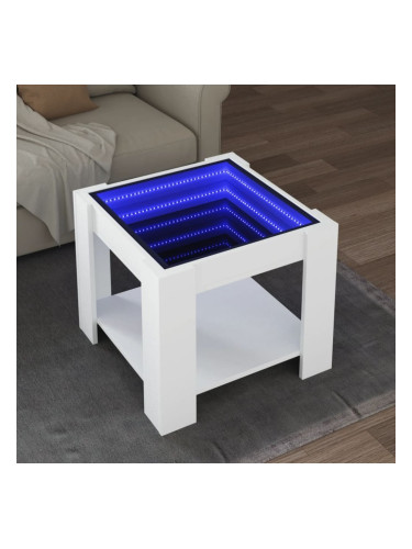 Sonata H Маса за кафе с LED, бяла, 53x53x45 см, инженерно дърво