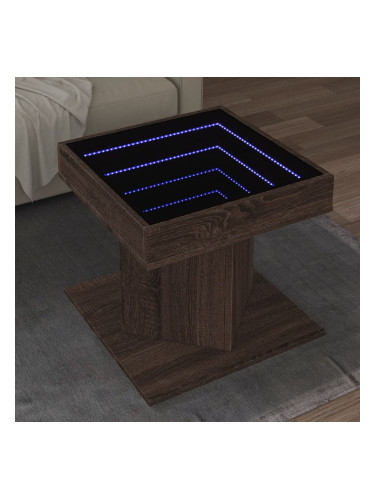 Sonata H Маса за кафе с LED, кафяв дъб, 50x50x45 см, инженерно дърво