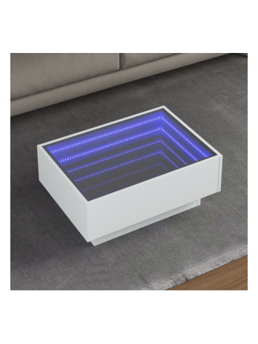 Sonata H Маса за кафе с LED, бяла, 70x50x30 см, инженерно дърво