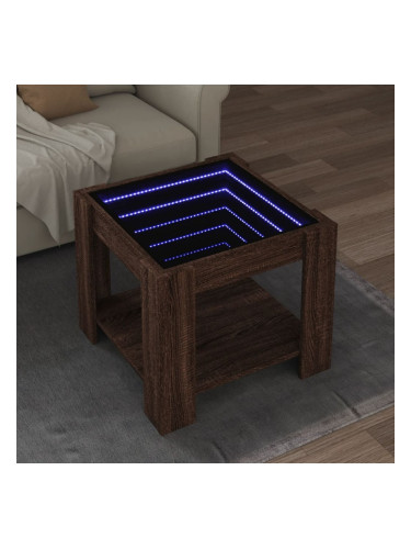 Sonata H Маса за кафе с LED, кафяв дъб, 53x53x45 см, инженерно дърво