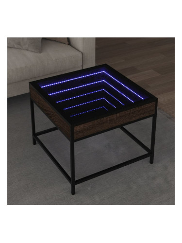 Sonata H Маса за кафе с Infinity LED, кафяв дъб, 50x50x41 см