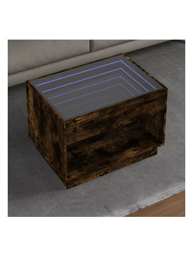 Sonata H Маса за кафе с Infinity LED, опушен дъб, 70x50x50 см