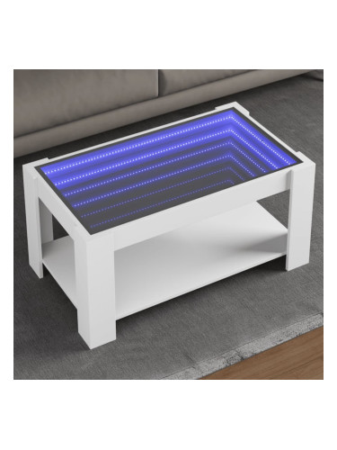Sonata H Маса за кафе с LED, бяла, 93x53x45 см, инженерно дърво
