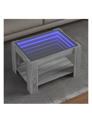 Sonata H Маса за кафе с LED, сив сонома, 73x53x45 см, инженерно дърво