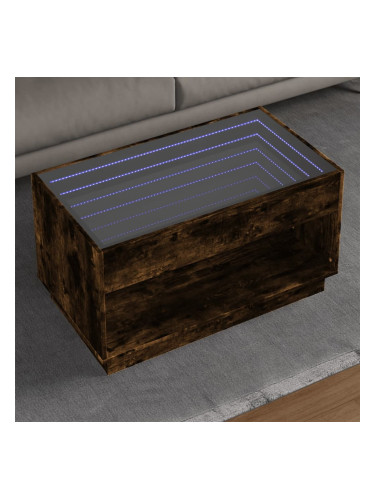 Sonata H Маса за кафе с Infinity LED, опушен дъб, 90x50x50 см