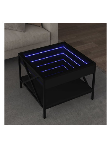 Sonata H Маса за кафе с Infinity LED, черна, 50x50x38 см