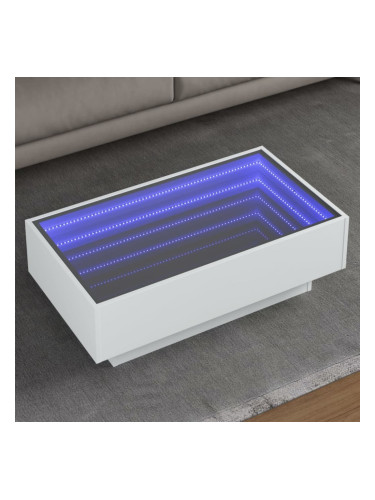 Sonata H Маса за кафе с LED, бяла, 90x50x30 см, инженерно дърво