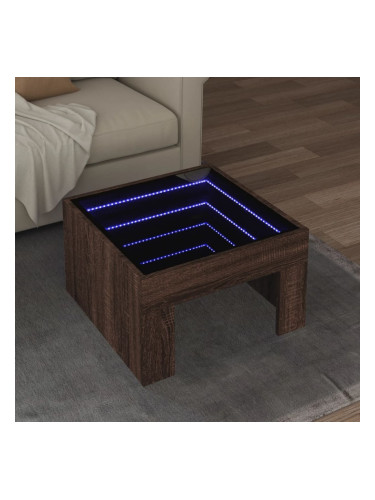 Sonata H Маса за кафе с Infinity LED, кафяв дъб, 50x50x30 см
