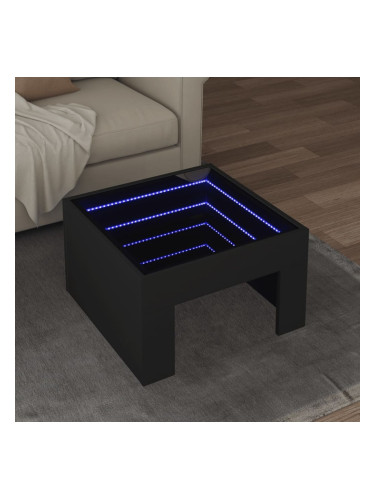 Sonata H Маса за кафе с Infinity LED, черна, 50x50x30 см