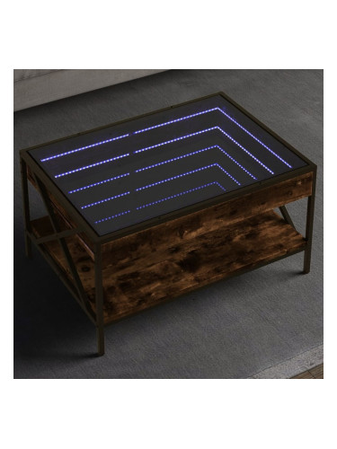 Sonata H Маса за кафе с Infinity LED, опушен дъб, 70x50x38 см