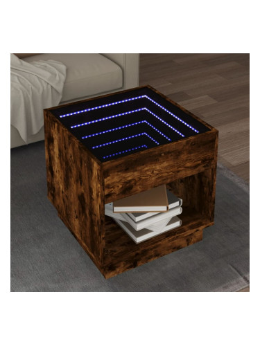 Sonata H Маса за кафе с Infinity LED, опушен дъб, 50x50x50 см