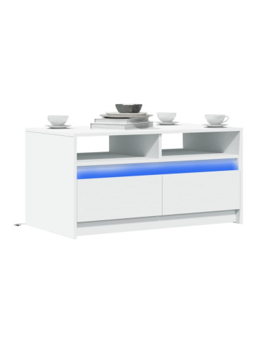 Sonata H Маса за кафе с LED осветление, бяла, инженерно дърво