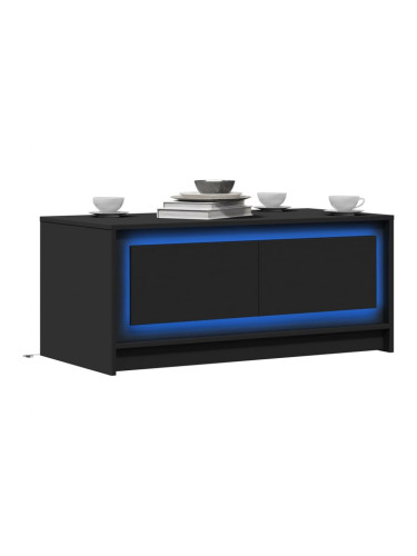 Sonata H Маса за кафе с LED осветление, черна, инженерно дърво