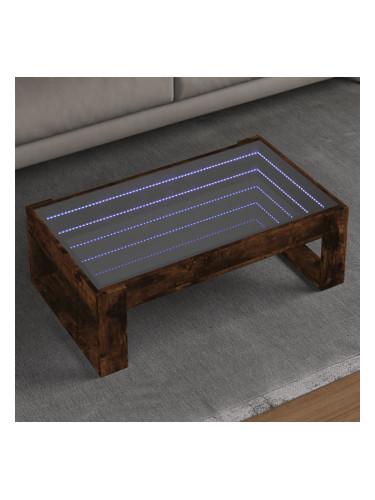 Sonata H Маса за кафе с Infinity LED, опушен дъб, 90x53x30 см