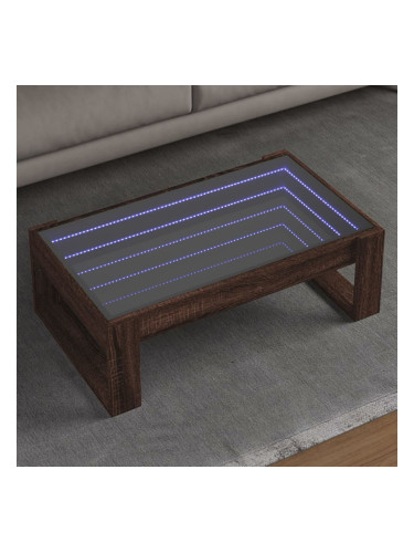 Sonata H Маса за кафе с Infinity LED, кафяв дъб, 90x53x30 см