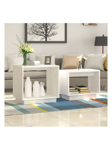 Sonata H Стифиращи масички за кафе, 2 бр, бели, бор масив