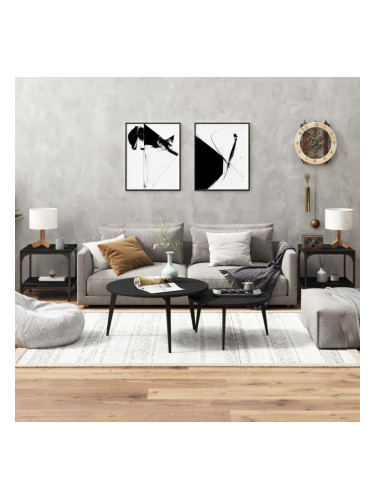 Sonata H Странични маси, 2 бр, черни, 40x40x40 см, инженерно дърво