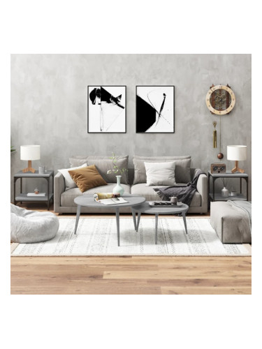 Sonata H Странични маси, 2 бр, сив сонома, 40x40x40 см, инженерно дърво