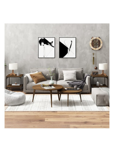 Sonata H Странични маси, 2 бр, Кафяв дъб, 40x40x40 см, инженерно дърво