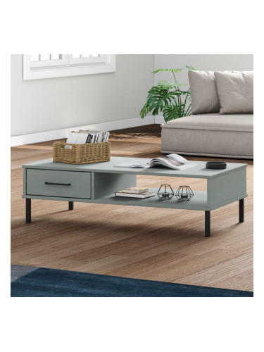 Sonata H Кафе маса с метални крака сива бор масив OSLO