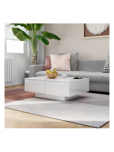 Sonata H Маса за кафе, бял гланц, 90x60x31 см, инженерно дърво