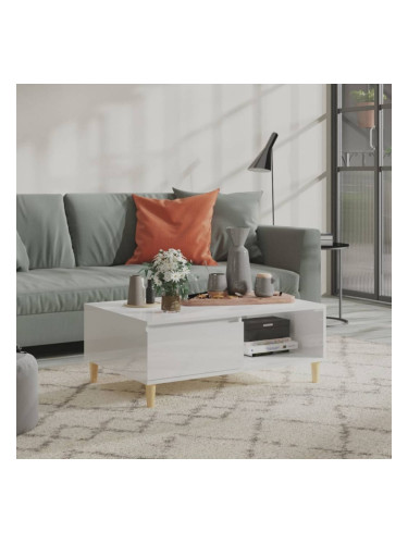 Sonata H Кафе маса, бял гланц, 90x60x35 см, инженерно дърво