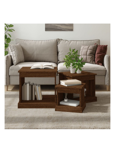 Sonata H Кафе маси, 3 бр, кафяв дъб, инженерно дърво