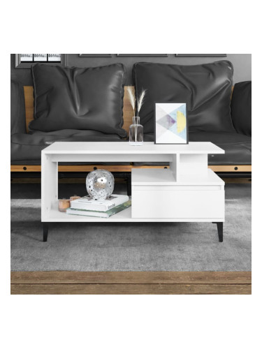 Sonata H Кафе маса, бяла, 90x49x45 см, инженерно дърво