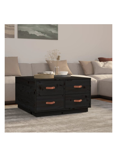 Sonata H Кафе маса, черна, 80x80x45 см, борово дърво масив