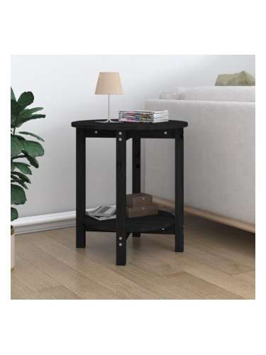 Sonata H Кафе маса, черна, Ø 55x60 см, борово дърво масив