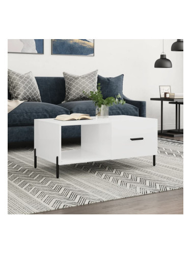 Sonata H Кафе маса, бял гланц, 90x50x40 см, инженерно дърво