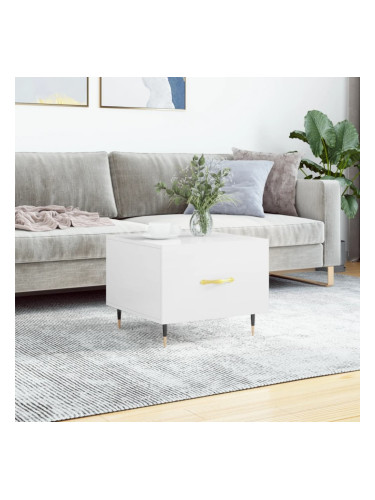 Sonata H Кафе маса, бял гланц, 50x50x40 см, инженерно дърво