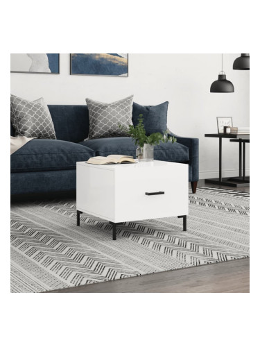 Sonata H Кафе маса, бял гланц, 50x50x40 см, инженерно дърво