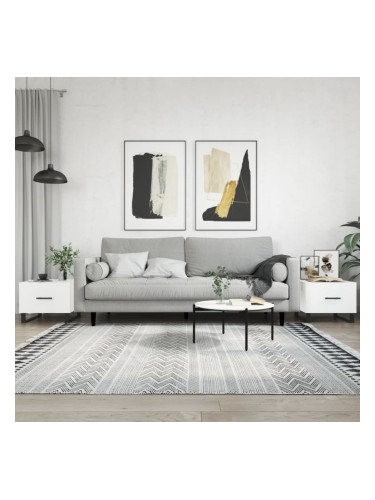 Sonata H Кафе маси, 2 бр, Бял гланц, 50x50x40 см, инженерно дърво