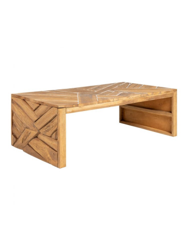 Sonata H Кафе маса с ефект ерозия, тиково дърво масив, 110x35x38 cм