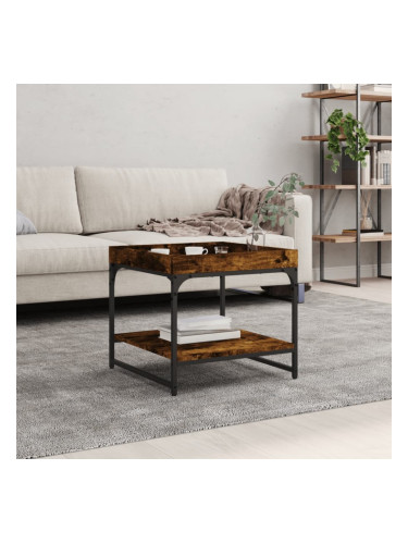 Sonata H Кафе маса, опушен дъб, 49,5x49,5x45 см, инженерно дърво