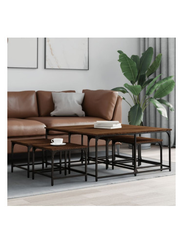 Sonata H Стифиращи кафе маси, 5 бр, кафяв дъб, инженерно дърво