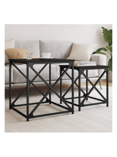 Sonata H Стифиращи кафе маси, 2 бр, черни, инженерно дърво