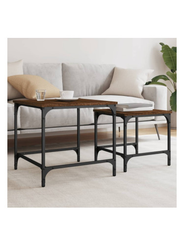 Sonata H Стифиращи кафе маси, 2 бр, кафяв дъб, инженерно дърво