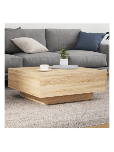 Sonata H Маса за кафе с LED осветление, сонома дъб, 80x80x31 см