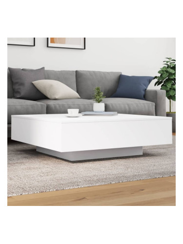 Sonata H Маса за кафе с LED осветление, бяла, 100x100x31 см