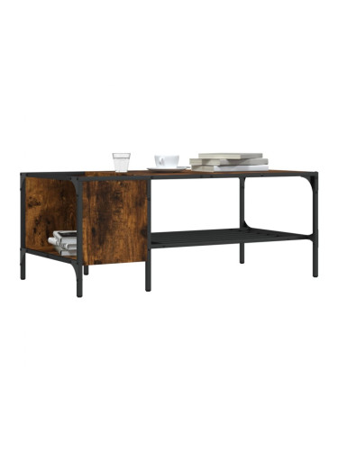 Sonata H Кафе маса с рафт, опушен дъб, 100x51x40 см, инженерно дърво