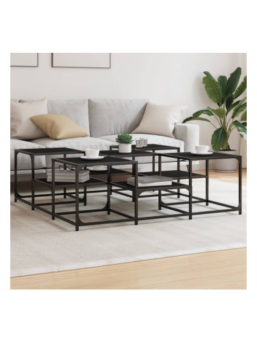 Sonata H Кафе маса, черна, 121x121x40 см, инженерно дърво